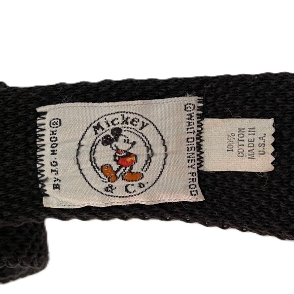VTG WALT DISNEY PROD MICKEY MOUSE NECKTIE BLACK Cotton MADE IN USA 1090AT - Picture 2 of 6